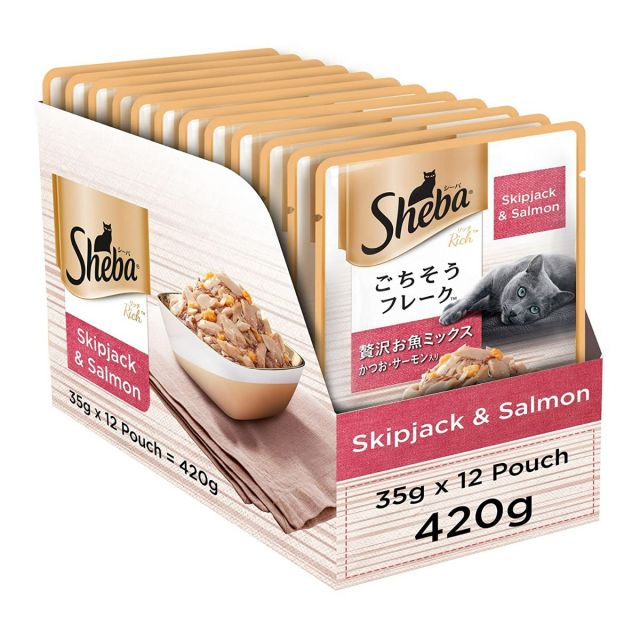 Sheba Rich Fish Mix (Skipjack & Salmon) Premium Wet Cat Food - 35 gm (Pack Of 12)