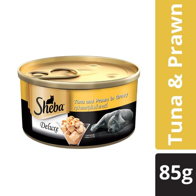 Sheba Deluxe Tuna & Prawn In Gravy Premium Canned Wet Cat Food - 85 gm