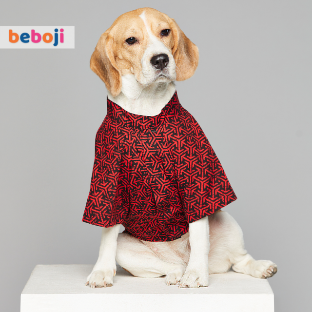 beboji Red Tessellation Dog Shirt - L