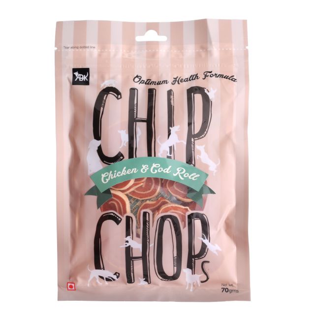 Chip Chops Chicken & Codfish Rolls Dog Meaty Treat - 70 gm