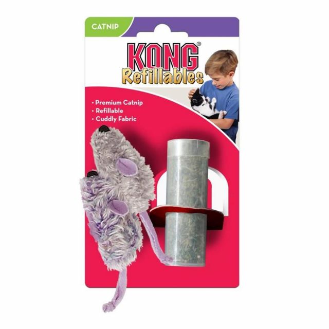 Kong Refillables Mouse Cat Toy 2 Mouse - Purple/Grey & Grey