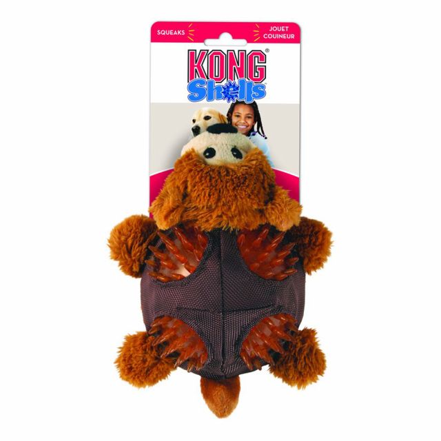 Kong Shells Bear Squeaky Plush Dog Toy - Brown