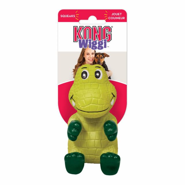 Kong Wiggi Alligator Squeaky Dog Toy Green - Small
