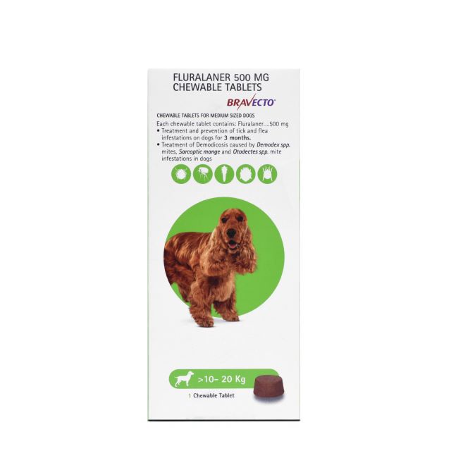 Intervet Bravecto Anti Tick & Flea Tablet For Dog (10-20Kg)