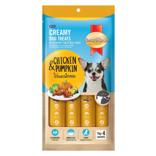 SmartHeart Chicken & Pumpkin Creamy Dog Treat - 15 gm (Pack Of 4)