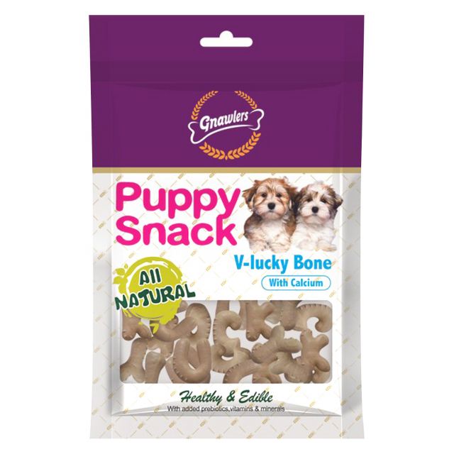 Gnawlers Puppy Snack V Lucky Bone Milky Flavor Puppy Treat - 270 gm