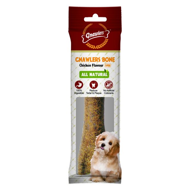 Gnawlers Bone Chicken Flavour Dog Dental Treats Large - 265 gm (1 Bone)