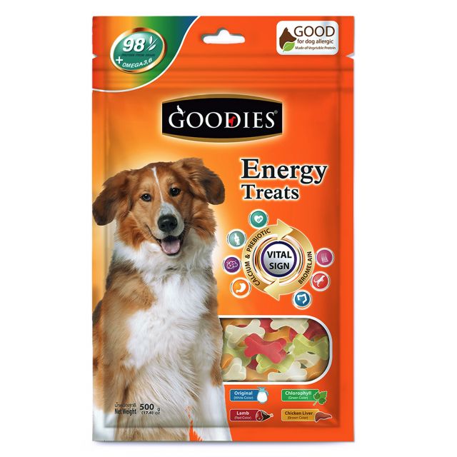 Goodies Energy Treats Cut Bone Orignal, Lamb, Chlophyll & Chicken Liver Flavour Dog Dental Treat - 500 gm