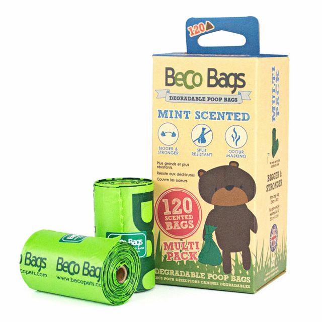 Beco Poop Bags (Degradable Mint scented Without Handles)-120 bags