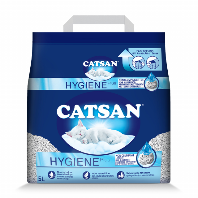 Catsan Hygiene Plus Non Clumping Natural Cat Litter - 2.4 kg (5 Ltr)
