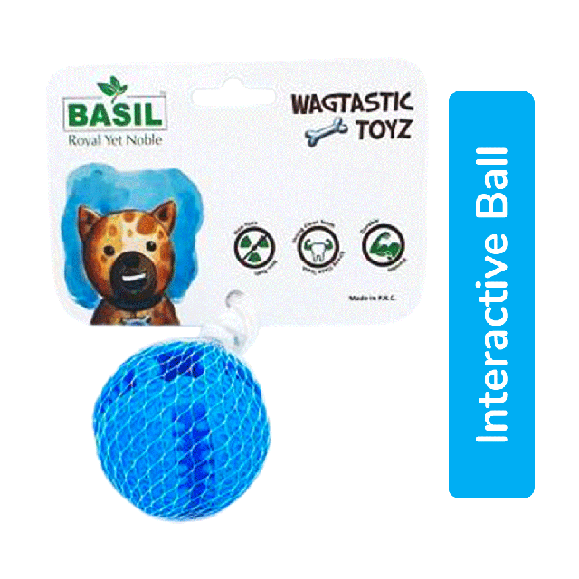 Basil Rubber Ball with Bell Interactive Dog Toy