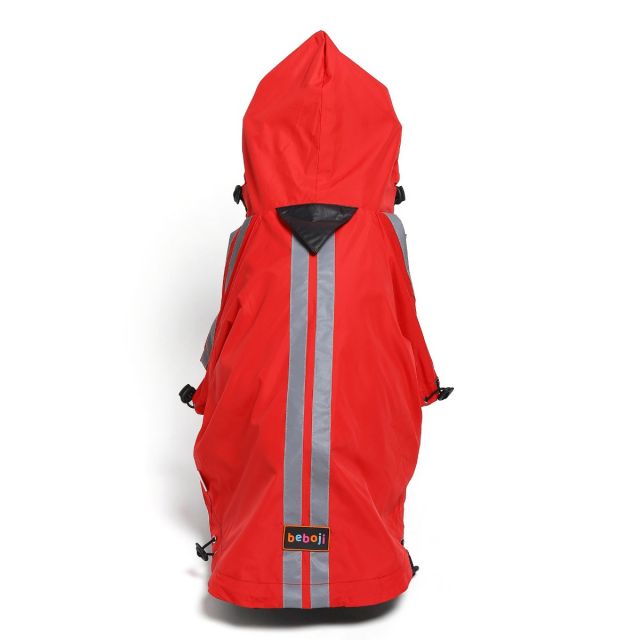 beboji Jacket Style Reflective Raincoat for Dogs with Hoodie - Red-S
