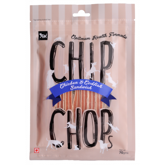 Chip Chops Chicken & Codfish Sandwich Dog Meaty Treat - 70 gm