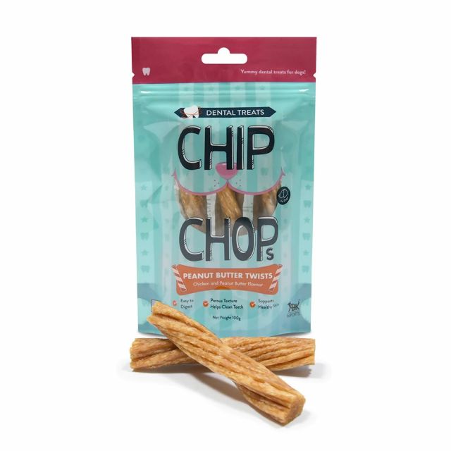 Chip Chops - Peanut Butter Twists Chicken and Peanut Butter Flavor Dog Treat - 100 gm