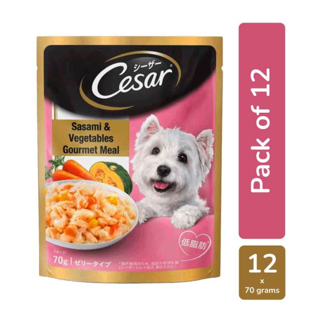Cesar Premium Sasami & Vegetables (Gourmet meal) Adult Wet Dog Food - 70 gm (Pack Of 12)