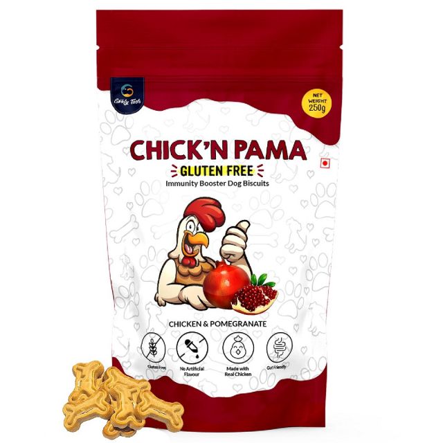 Goofy Tails Grain & Gluten-Free Chick’N Pama Chicken Biscuits for Dogs & Puppies - 250 gm
