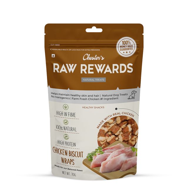 Chesters Raw Rewards Chicken Biscuits Wraps Dog Treat - 70 gm