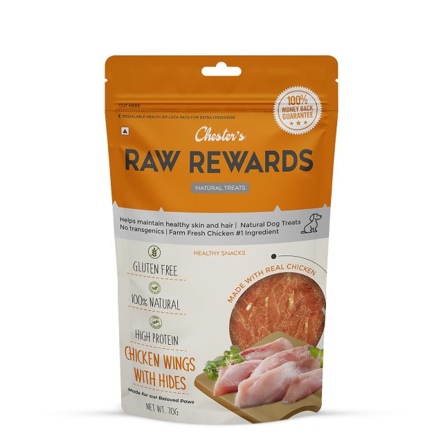 Chesters Raw Rewards Wings With Hides Dog Treat - 70 gm