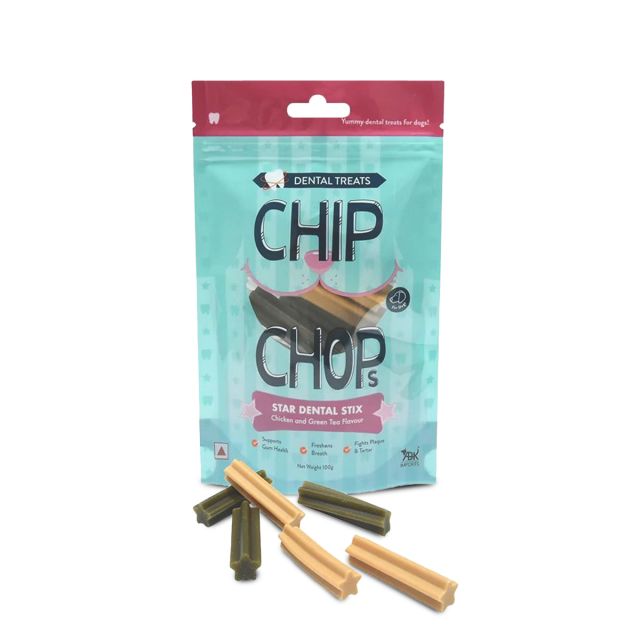 Chip Chops - Star Dental Stix Chicken and Green Tea Flavor Dog Treat - 100 gm