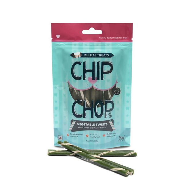 Chip Chops - Vegetable Twists Real Chicken and Parsley Flavor Dog Treat - 100 gm