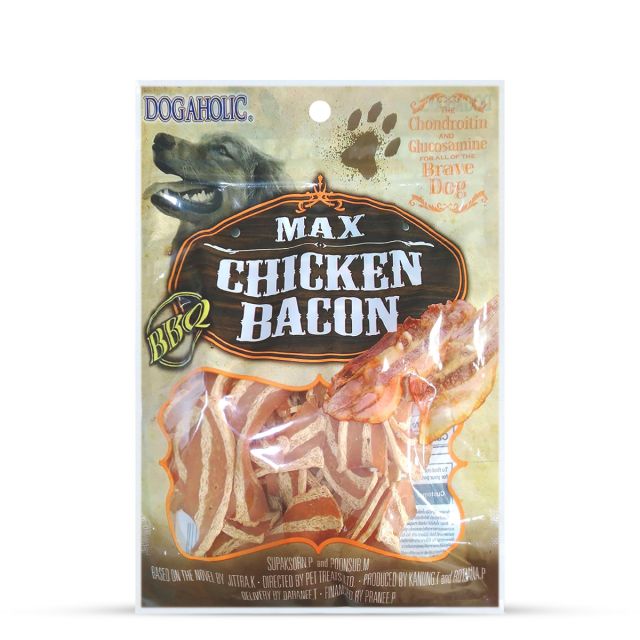 Dogaholic Max BBQ Chicken Bacon Strips Dog Meaty Treat - 130 gm