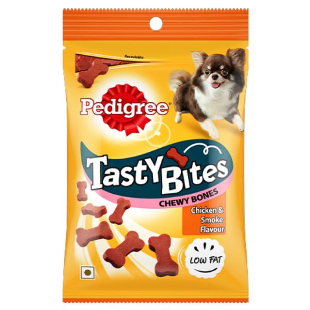 Pedigree Tasty Bites Chicken & Smoke Flavour Chewy Bones Dog Meaty Treat - 50 gm