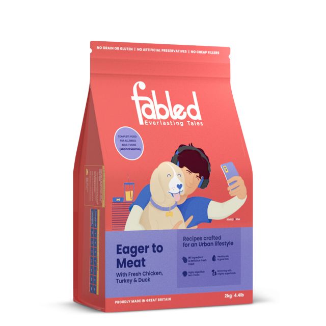 Fabled Eager to Meat With Fresh Chicken, Turkey &amp; Duck Dry Dog Food- All Breeds-2 kg