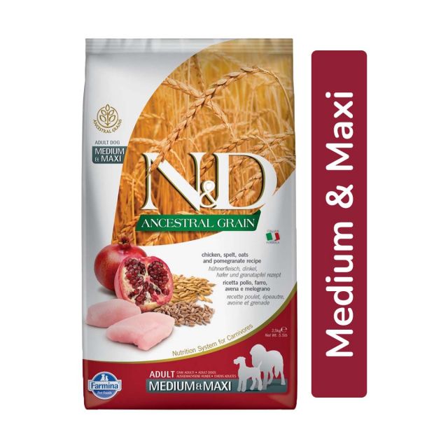 Farmina N&D Ancestral Grain Chicken & Pomegranate Medium & Maxi Breed Adult Dry Dog Food