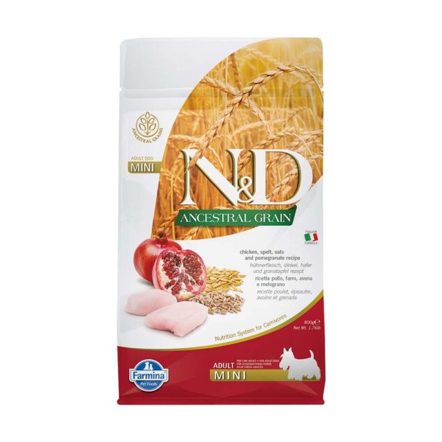 Farmina N&D Ancestral Grain Chicken & Pomegranate Mini Breed Adult Dry Dog Food