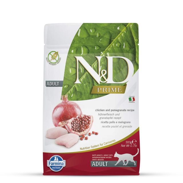 Farmina N&D Grain Free Prime Chicken & Pomegranate Adult Dry Cat Food - 300 gm