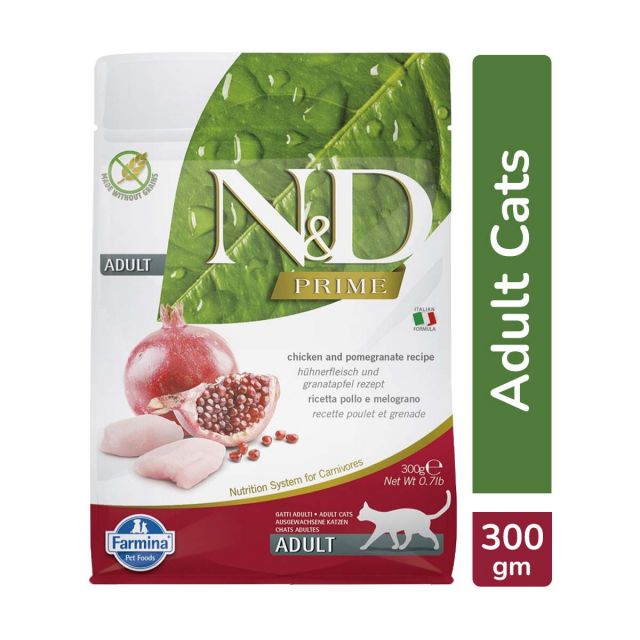 Farmina N&D Grain Free Prime Chicken & Pomegranate Adult Dry Cat Food - 300 gm