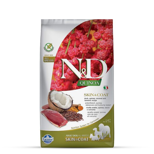 Farmina N&D Grain Free Quinoa Skin & Coat - (Duck, Coconut & Turmeric) Adult All Breeds Dry Dog Food - 2.5 kg