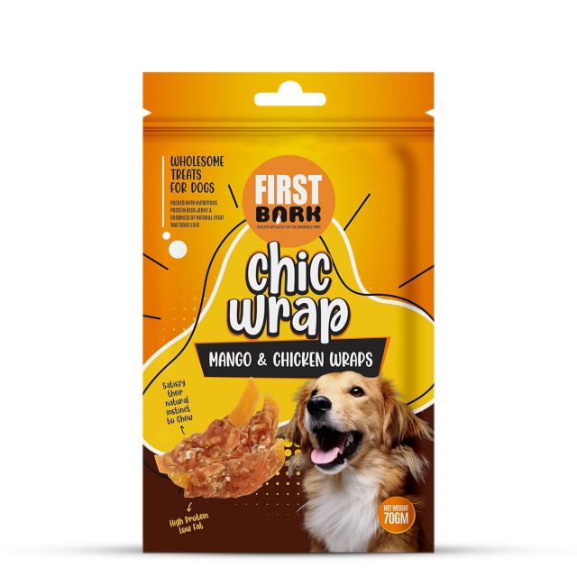 First Bark Chic Wrap Mango & Chicken Wraps Flavour - 70 gm
