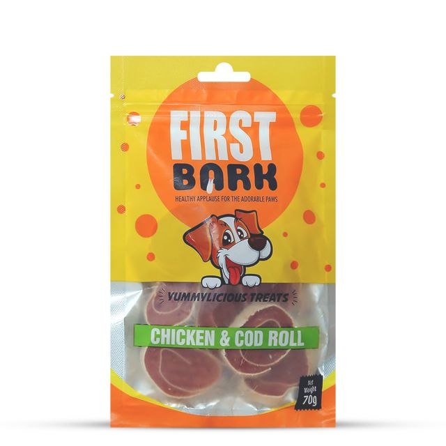 First Bark Chicken & Cod Roll Dog Treat - 70 g