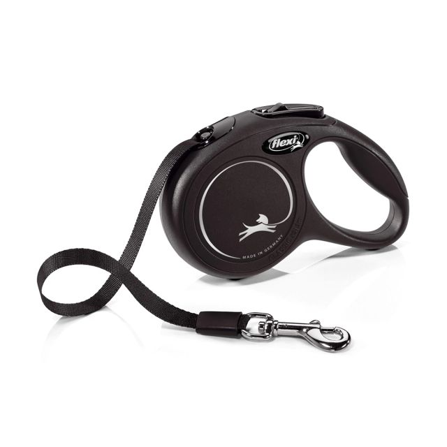 Flexi Classic Tape Retaractable Dog Leash (3m) Black - XS
