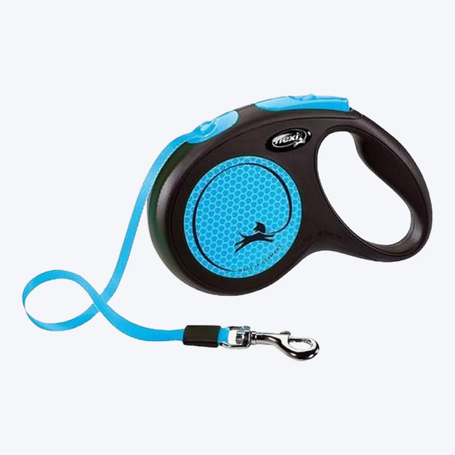 Flexi Neon Tape Retractable Dog Leash-S- Blue