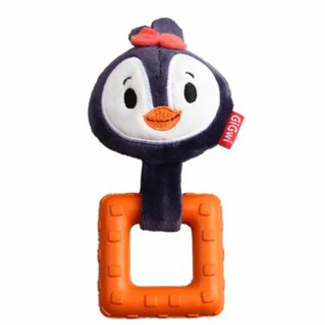 Gigwi Suppa Puppa Pengiun Squeaker Inside Plush/TPR Dog Toy - Small