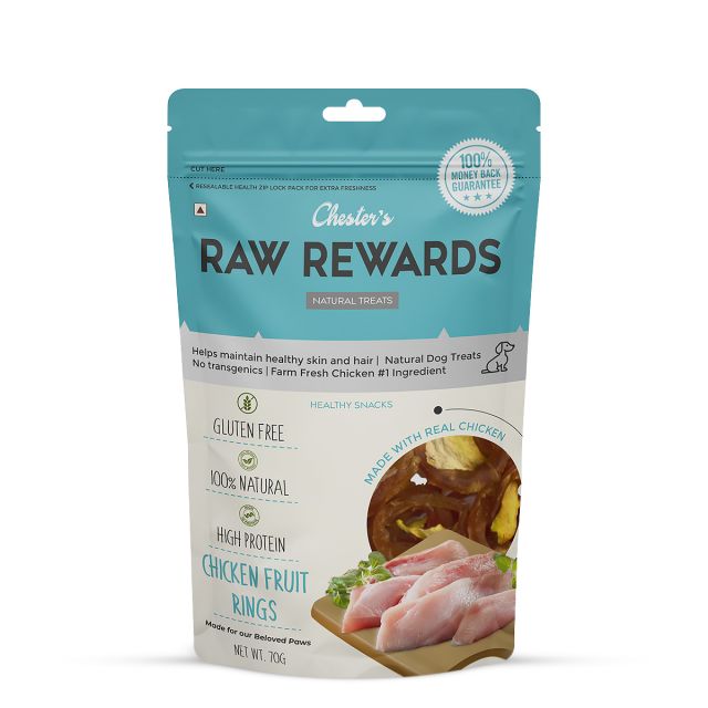 Chesters Raw Rewards Chicken Fruit Rings Dog Treat - 70 gm