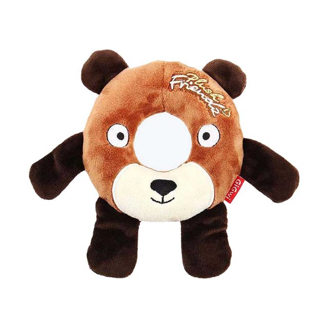 Gigwi Bear Plush Friendz With Foam Rubber Ring & Squeaker Dog Toy