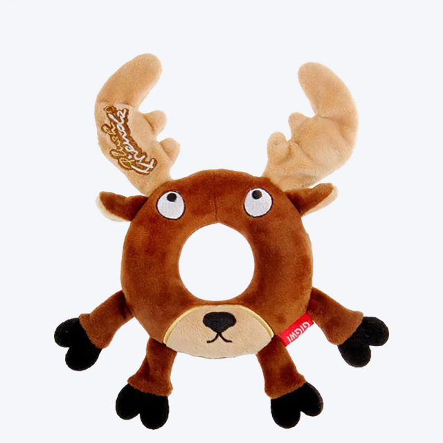 Gigwi Deer Plush Friendz With Foam Rubber Ring & Squeaker Dog Toy