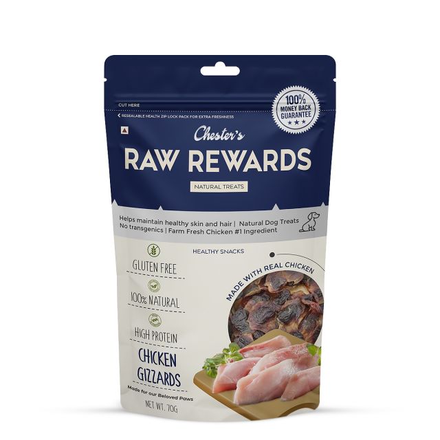 Chesters Raw Rewards Chicken Gizzards Dog Treat - 70 gm