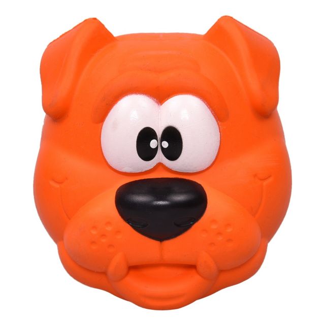 Glenand Rubber Squeaky Bulldog Ball Dog Toy - 8.2 cm