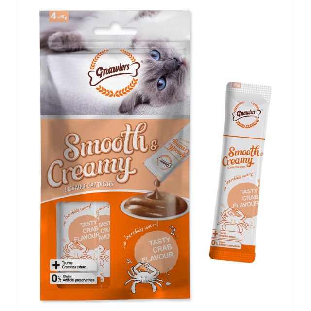 Gnawlers Creamy Treat Tasty Crab Cat Treat - 15 gm (4 Pouches)