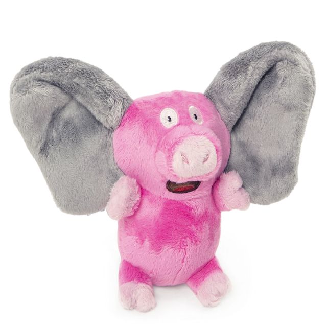 GoDog Silent Squeak Flips Pig Elephant with Chew Guard Technology Durable Plush Dog Toy-L