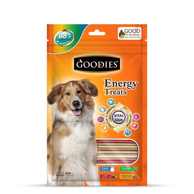 Goodies Energy Treats Mix Sticks Orignal, Lamb, Chlophyll & Chicken Liver Flavour Dog Dental Treat - 500 gm