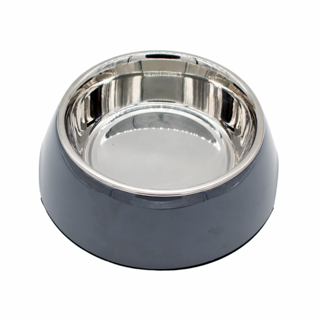 beboji Classic Melamine/Steel Dog Bowl-200  ml-Grey