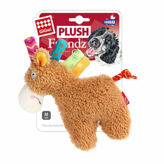 Gigwi Horse Plush Friendz With Squeaker Dog Toy