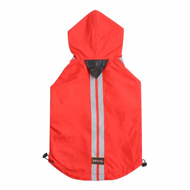 beboji  Jacket Style Reflective Raincoat for Dogs with Hoodie-S-Red