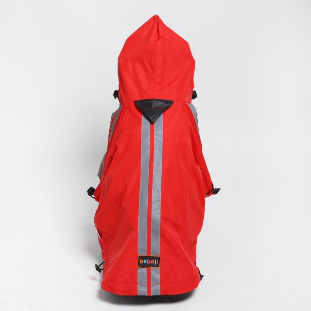 beboji Jacket Style Reflective Raincoat for Dogs with Hoodie - Red-M