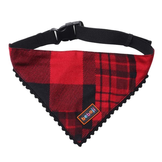 beboji Classic Red Checks bandana for Dogs - S 